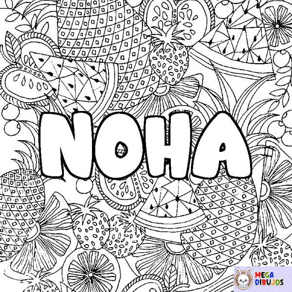 Coloración del nombre NOHA - decorado mandala de frutas