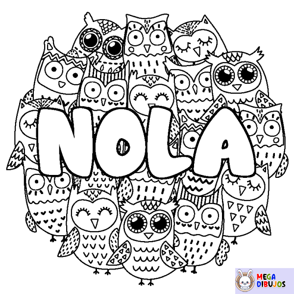 Coloración del nombre NOLA - decorado b&uacute;hos