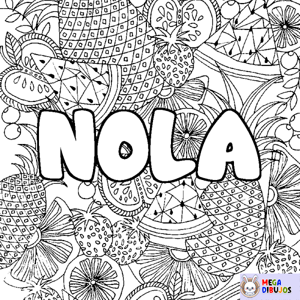 Coloración del nombre NOLA - decorado mandala de frutas