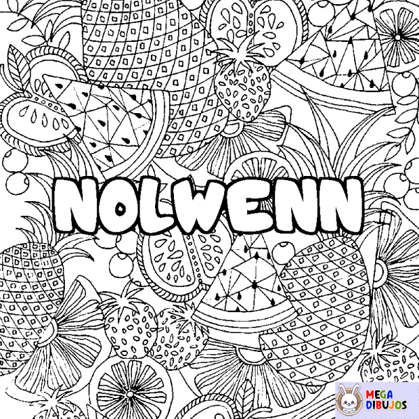 Coloración del nombre NOLWENN - decorado mandala de frutas