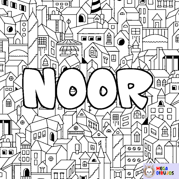 Coloración del nombre NOOR - decorado ciudad