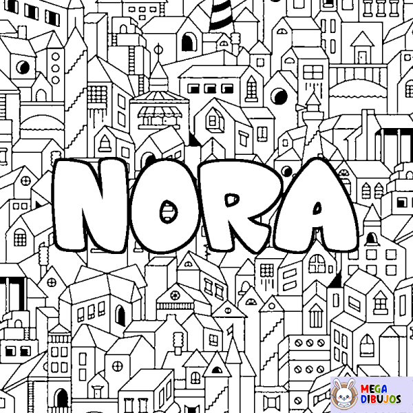 Coloración del nombre NORA - decorado ciudad