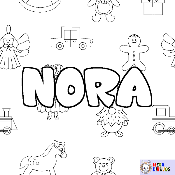 Coloración del nombre NORA - decorado juguetes