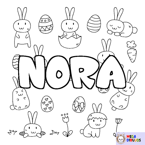 Coloración del nombre NORA - decorado Pascua