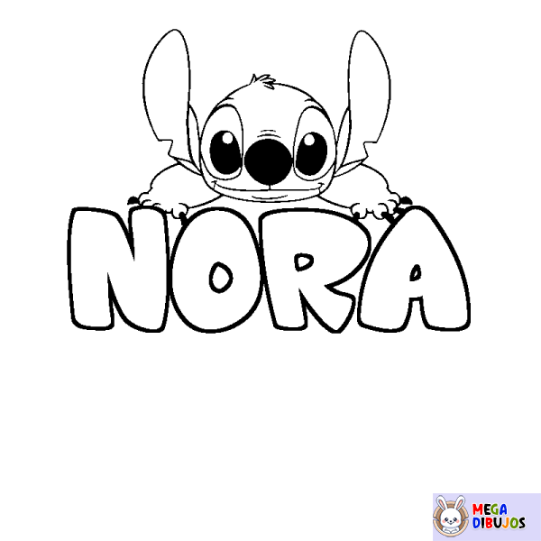 Coloración del nombre NORA - decorado Stitch