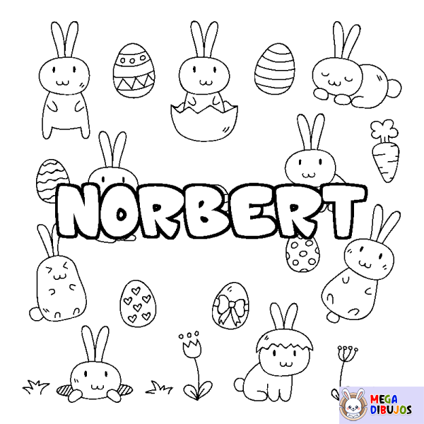 Coloración del nombre NORBERT - decorado Pascua