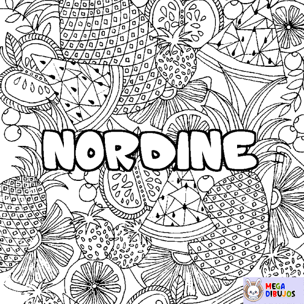 Coloración del nombre NORDINE - decorado mandala de frutas