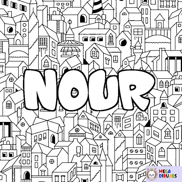 Coloración del nombre NOUR - decorado ciudad