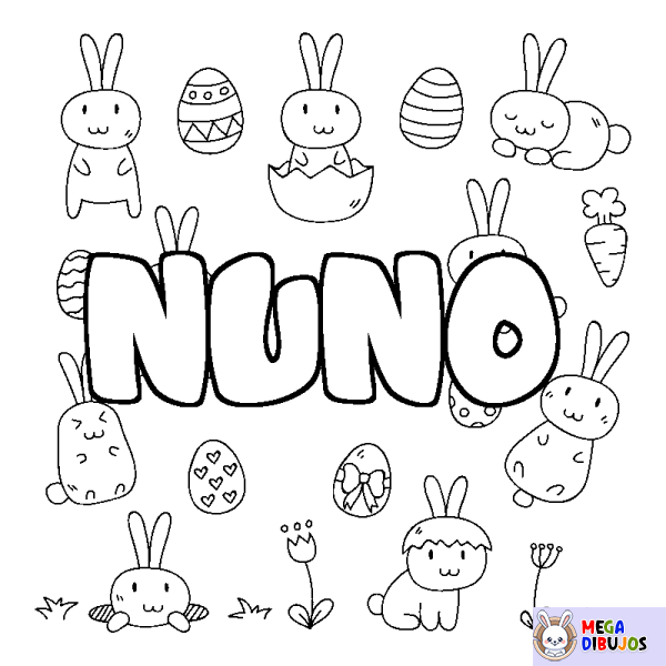 Coloración del nombre NUNO - decorado Pascua