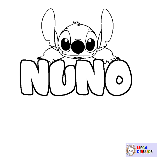 Coloración del nombre NUNO - decorado Stitch