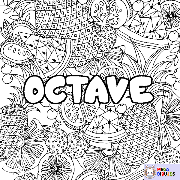 Coloración del nombre OCTAVE - decorado mandala de frutas