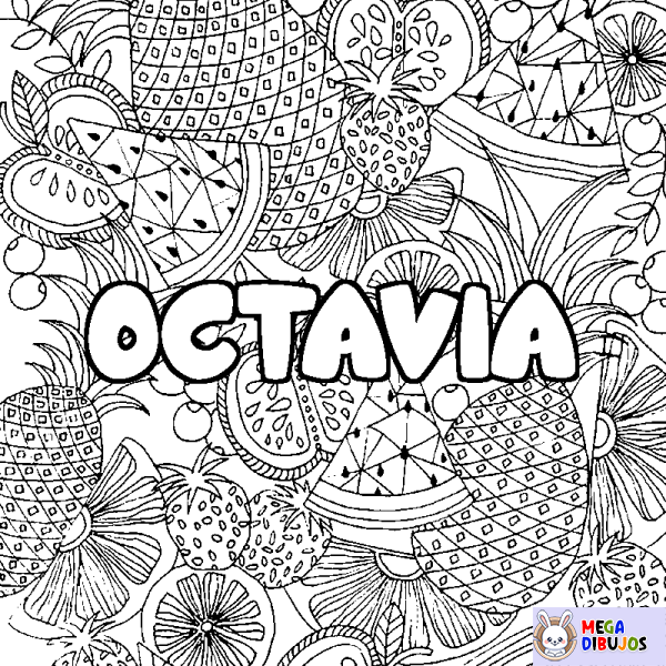 Coloración del nombre OCTAVIA - decorado mandala de frutas