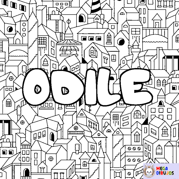 Coloración del nombre ODILE - decorado ciudad