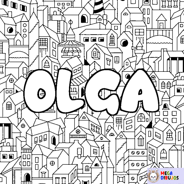 Coloración del nombre OLGA - decorado ciudad