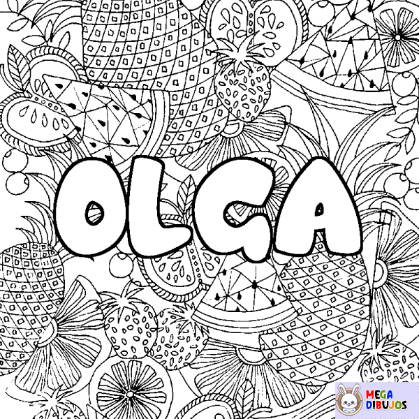 Coloración del nombre OLGA - decorado mandala de frutas