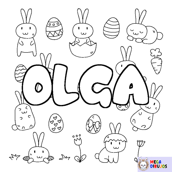 Coloración del nombre OLGA - decorado Pascua