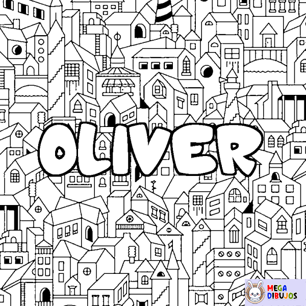 Coloración del nombre OLIVER - decorado ciudad