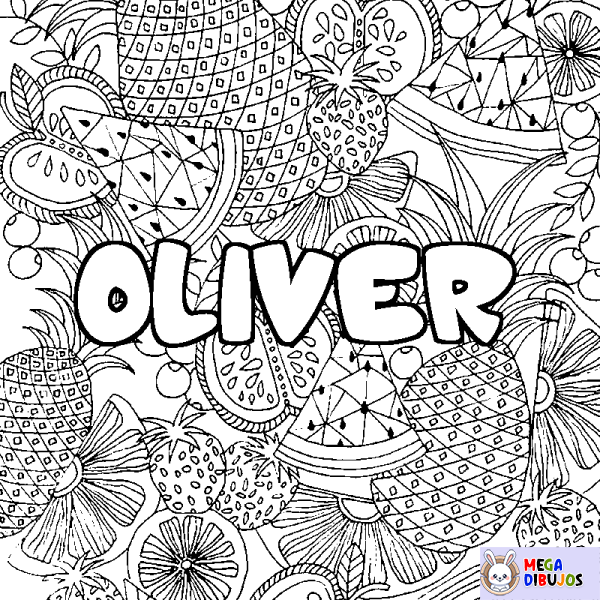 Coloración del nombre OLIVER - decorado mandala de frutas