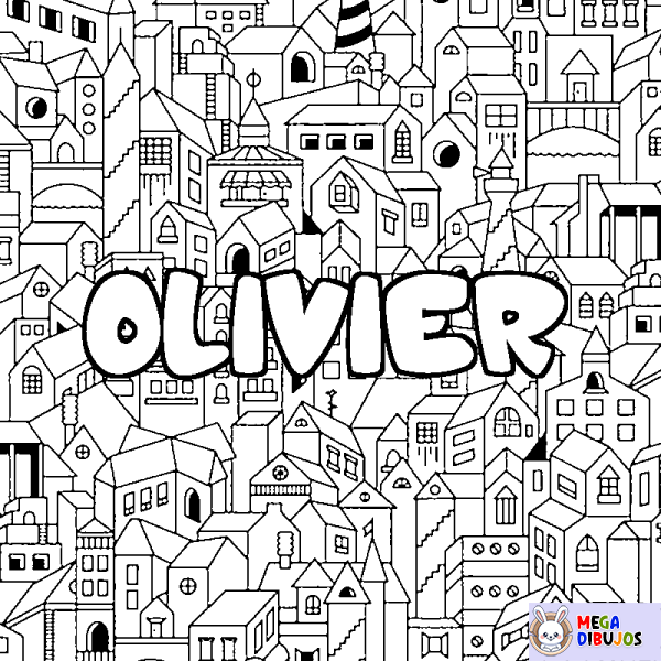 Coloración del nombre OLIVIER - decorado ciudad