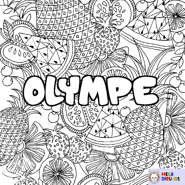 Coloración del nombre OLYMPE - decorado mandala de frutas