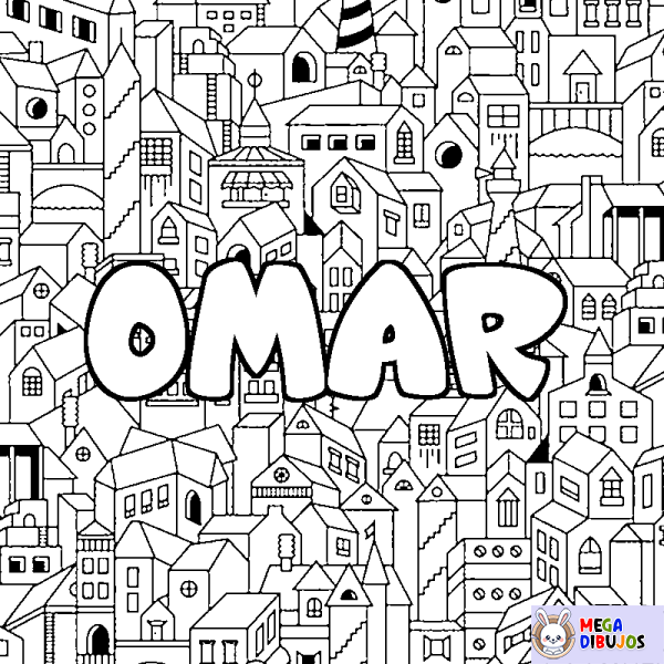 Coloración del nombre OMAR - decorado ciudad