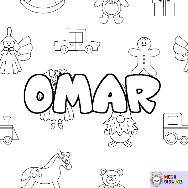 Coloración del nombre OMAR - decorado juguetes