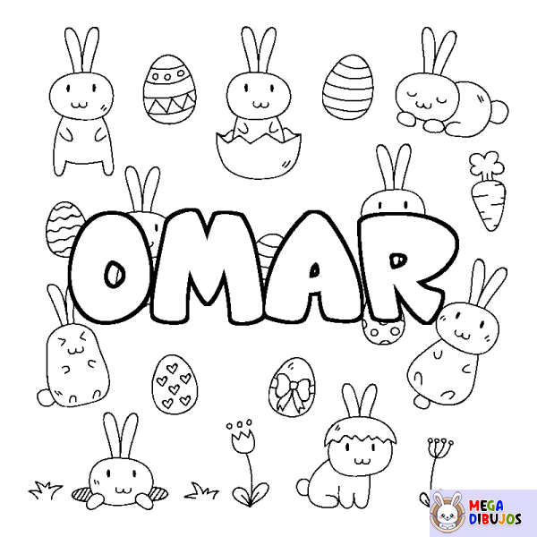 Coloración del nombre OMAR - decorado Pascua