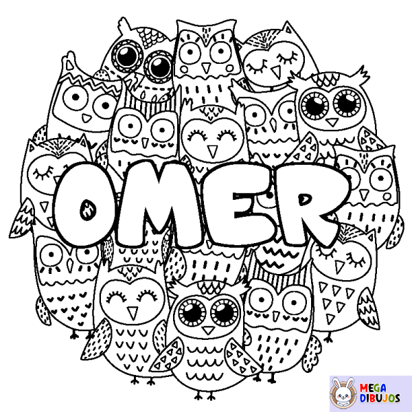 Coloración del nombre OMER - decorado b&uacute;hos