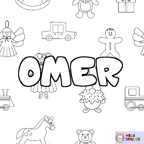 Coloración del nombre OMER - decorado juguetes