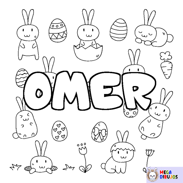 Coloración del nombre OMER - decorado Pascua