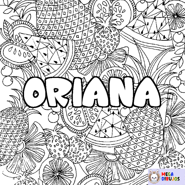 Coloración del nombre ORIANA - decorado mandala de frutas