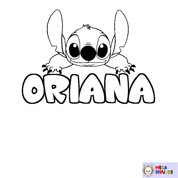 Coloración del nombre ORIANA - decorado Stitch