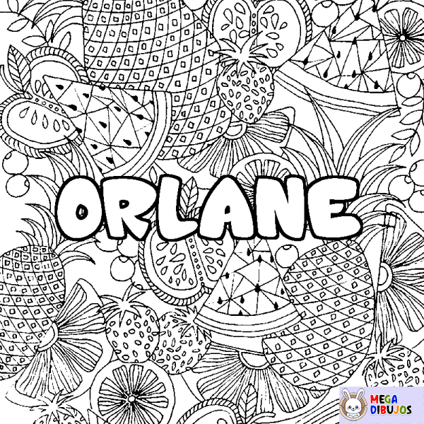 Coloración del nombre ORLANE - decorado mandala de frutas