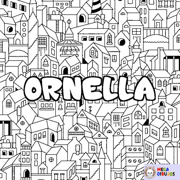 Coloración del nombre ORNELLA - decorado ciudad