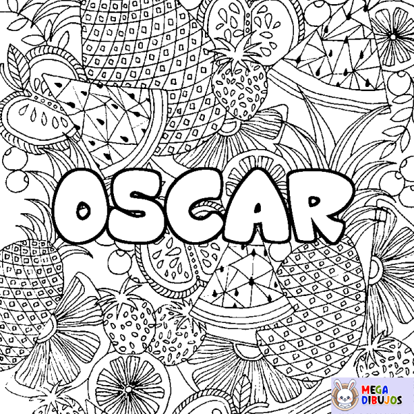 Coloración del nombre OSCAR - decorado mandala de frutas