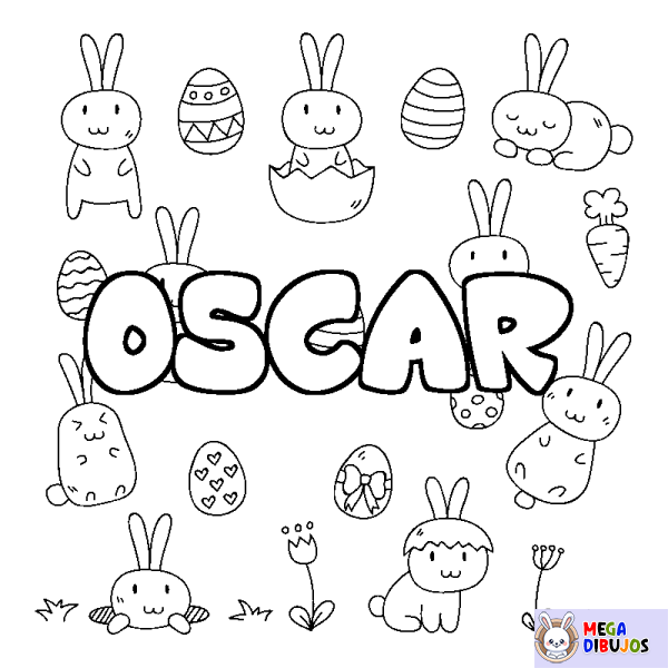 Coloración del nombre OSCAR - decorado Pascua