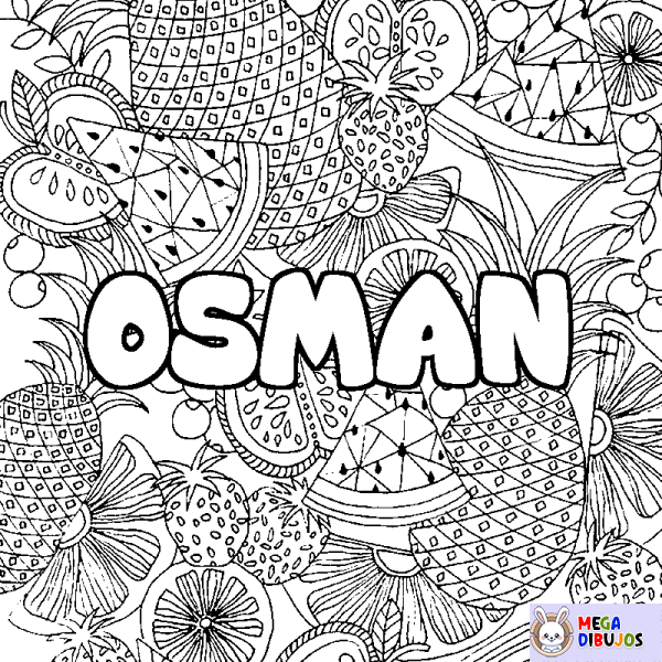 Coloración del nombre OSMAN - decorado mandala de frutas