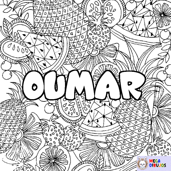 Coloración del nombre OUMAR - decorado mandala de frutas