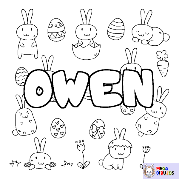 Coloración del nombre OWEN - decorado Pascua