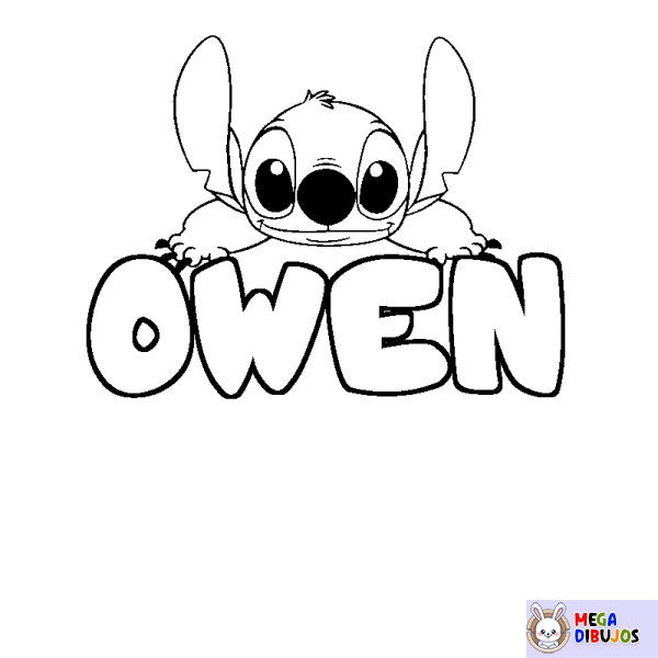 Coloración del nombre OWEN - decorado Stitch