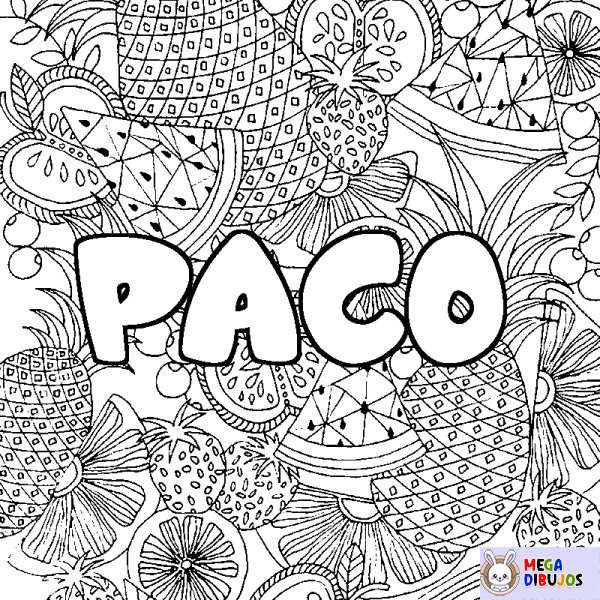 Coloración del nombre PACO - decorado mandala de frutas