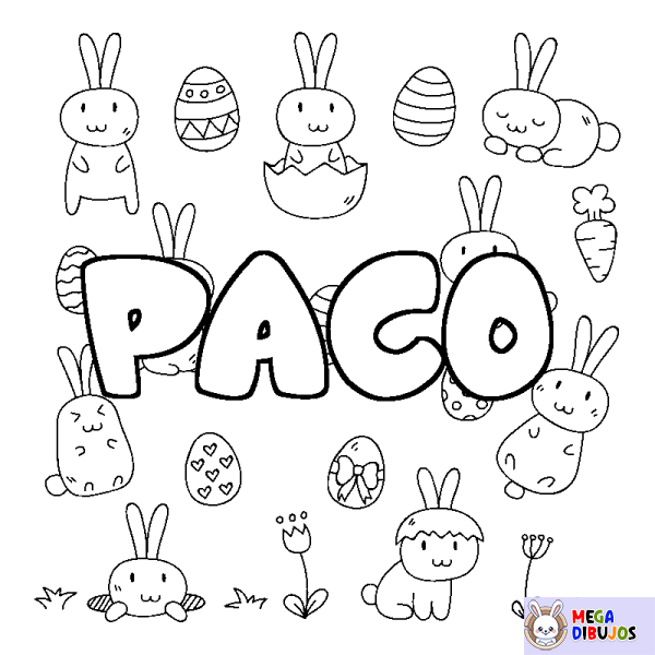 Coloración del nombre PACO - decorado Pascua