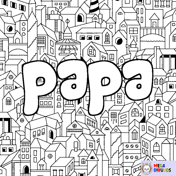 Coloración del nombre papa - decorado ciudad