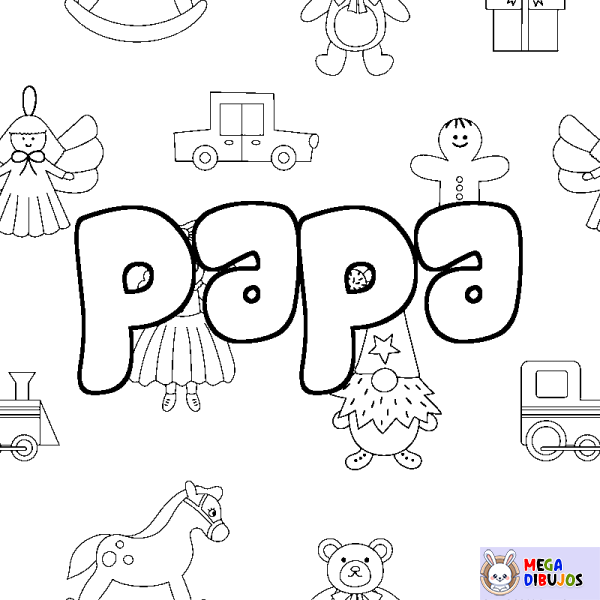 Coloración del nombre papa - decorado juguetes