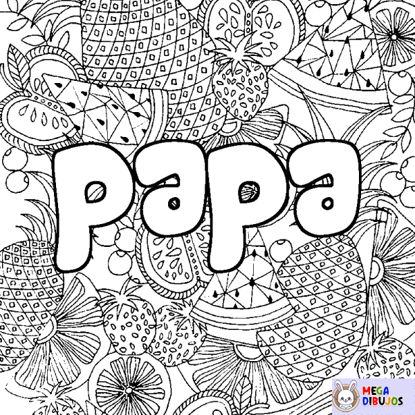 Coloración del nombre papa - decorado mandala de frutas