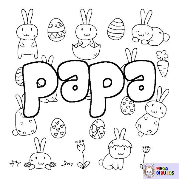 Coloración del nombre papa - decorado Pascua