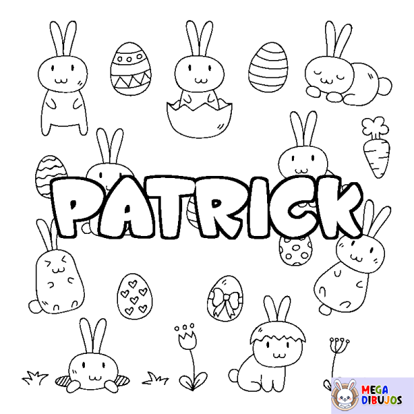 Coloración del nombre PATRICK - decorado Pascua