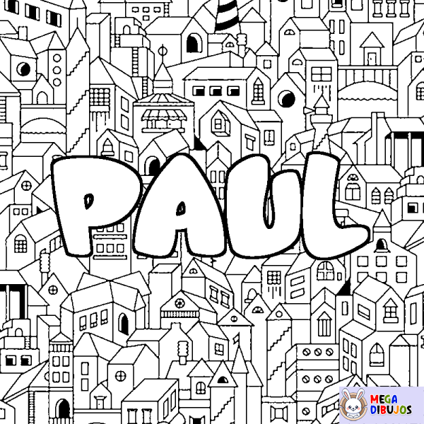 Coloración del nombre PAUL - decorado ciudad