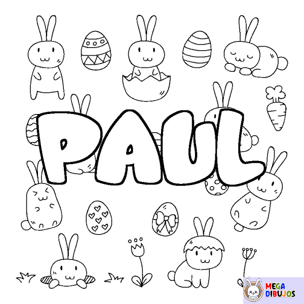 Coloración del nombre PAUL - decorado Pascua