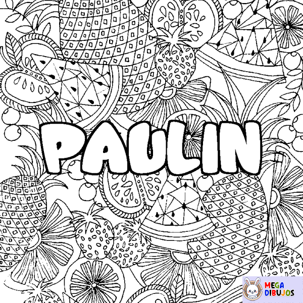 Coloración del nombre PAULIN - decorado mandala de frutas